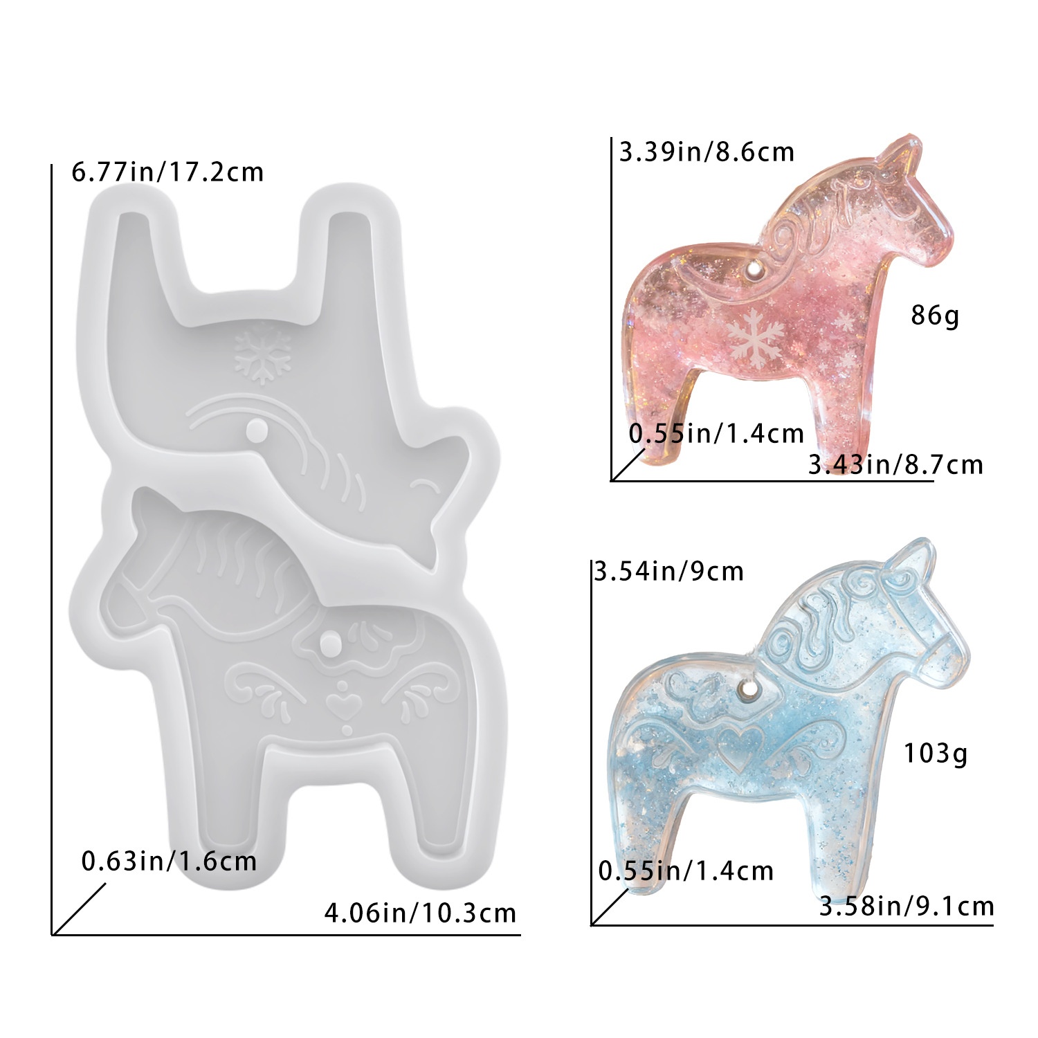 Resin Art Kit With Molds - Moldes de silicona de caballo Dala