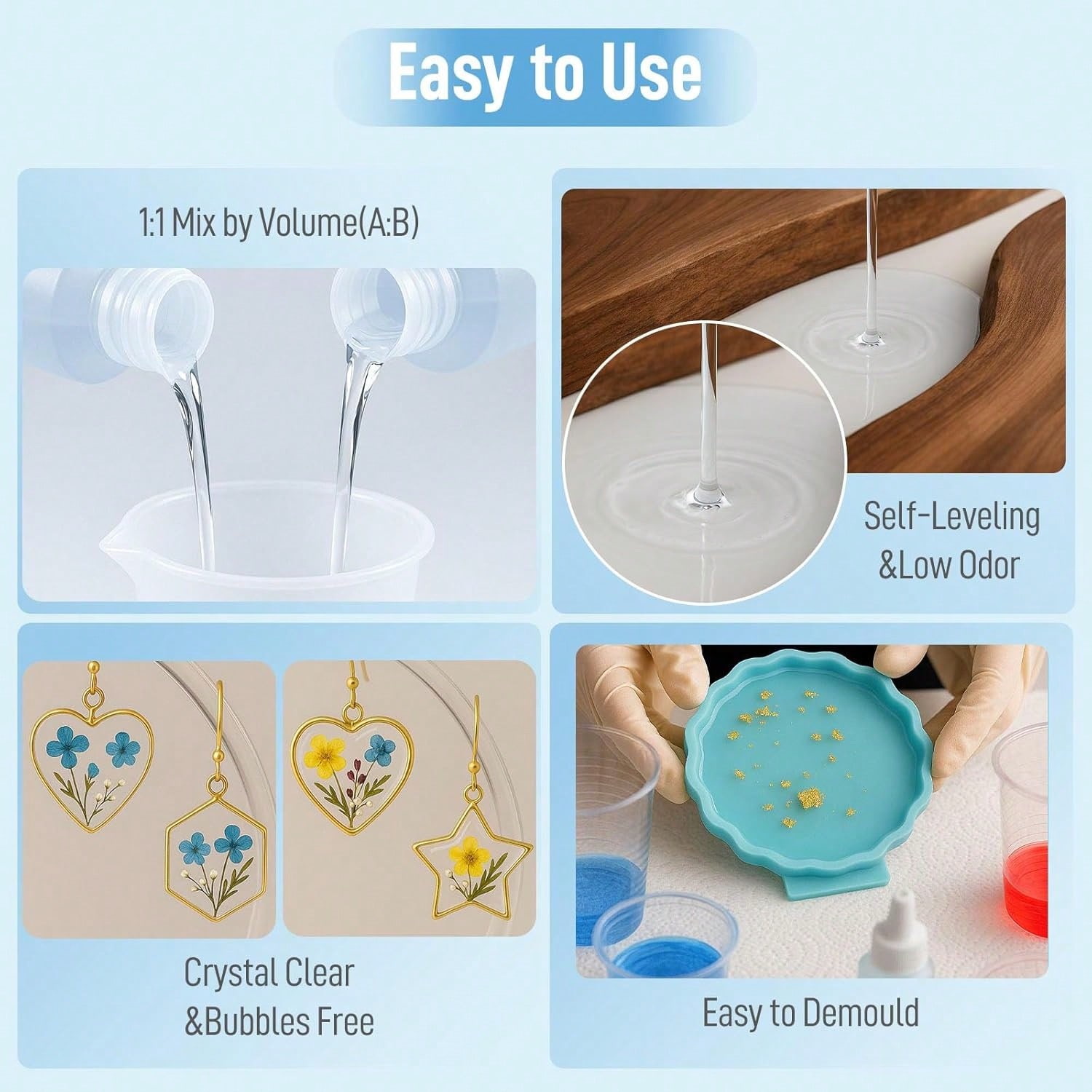 Resina Epoxi Transparente 1:1, - Resin Art Kit With Molds reseña y precio