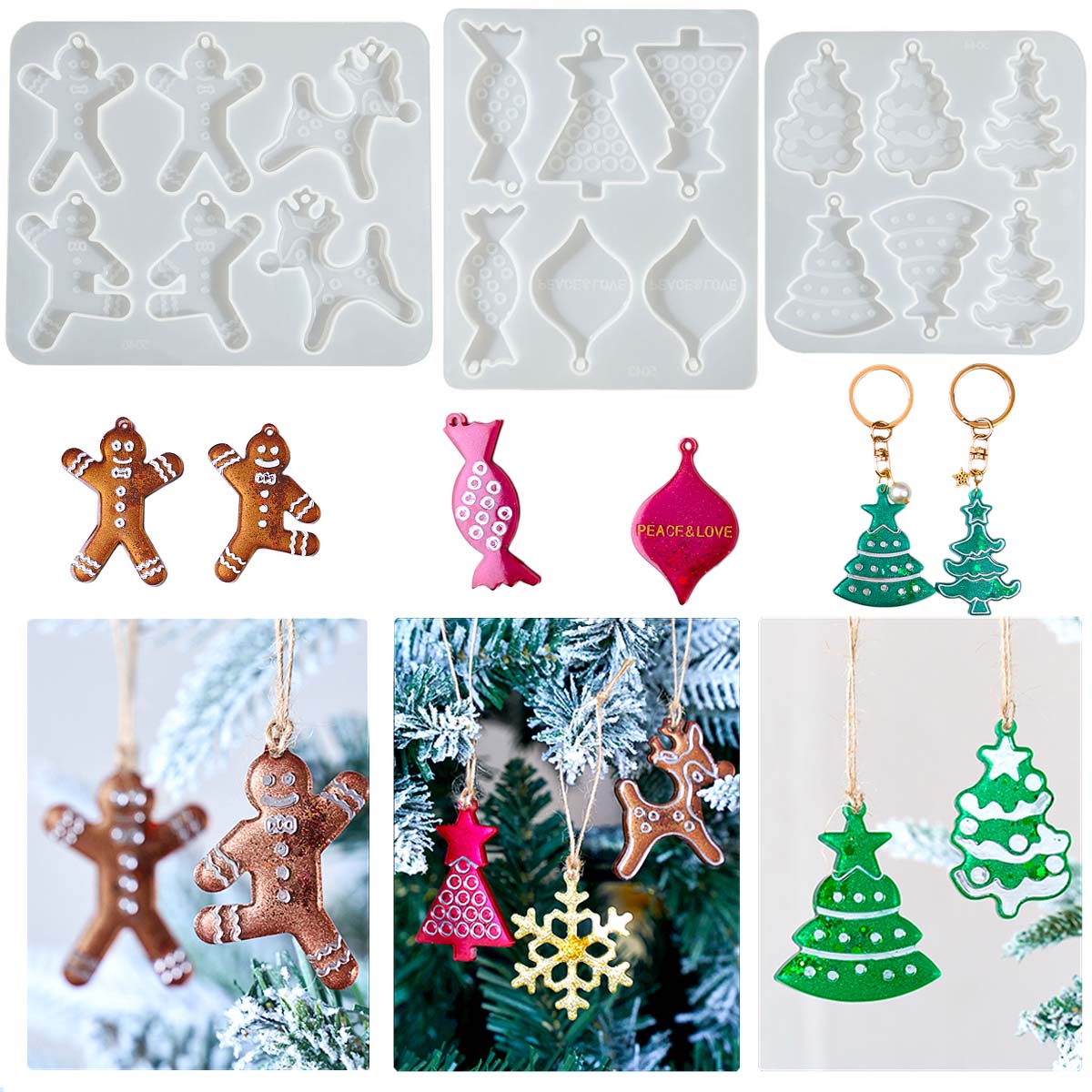 Serie navideña pendientes colg - Resin Art Kit With Molds reseña y precio